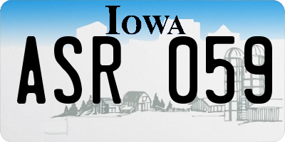 IA license plate ASR059