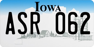 IA license plate ASR062