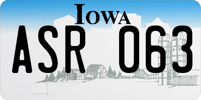 IA license plate ASR063
