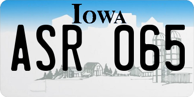 IA license plate ASR065