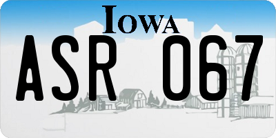 IA license plate ASR067