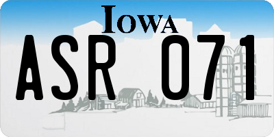 IA license plate ASR071