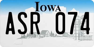 IA license plate ASR074