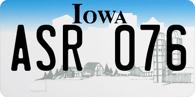 IA license plate ASR076