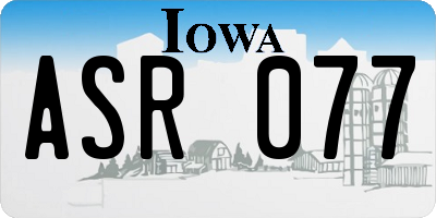 IA license plate ASR077