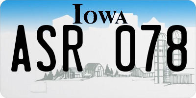 IA license plate ASR078