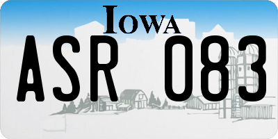 IA license plate ASR083
