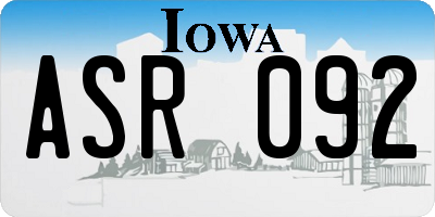 IA license plate ASR092