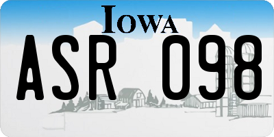 IA license plate ASR098