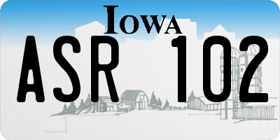 IA license plate ASR102
