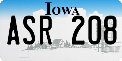 IA license plate ASR208