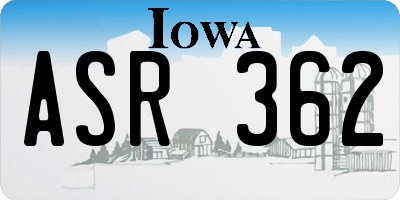 IA license plate ASR362