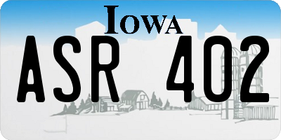 IA license plate ASR402