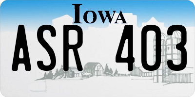IA license plate ASR403