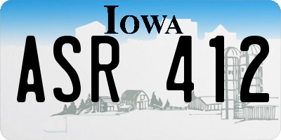 IA license plate ASR412