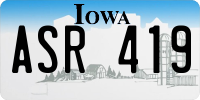 IA license plate ASR419