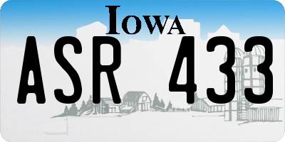 IA license plate ASR433