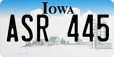 IA license plate ASR445