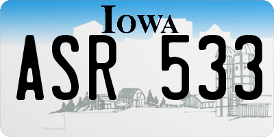 IA license plate ASR533