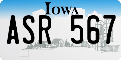 IA license plate ASR567