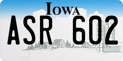 IA license plate ASR602