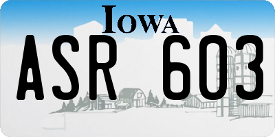 IA license plate ASR603