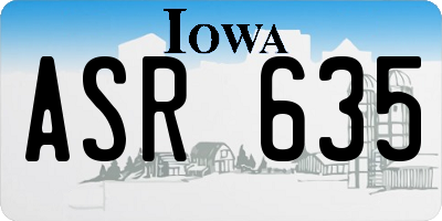 IA license plate ASR635