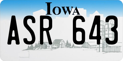 IA license plate ASR643