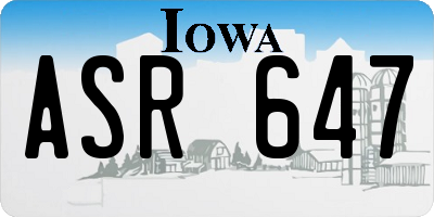 IA license plate ASR647