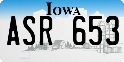 IA license plate ASR653