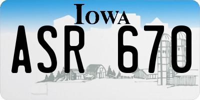 IA license plate ASR670