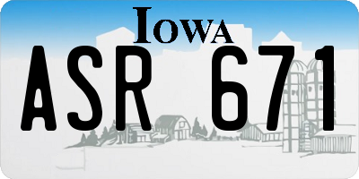IA license plate ASR671