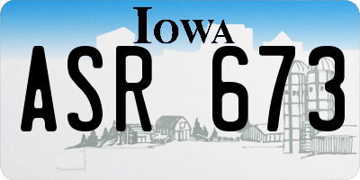 IA license plate ASR673
