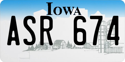 IA license plate ASR674