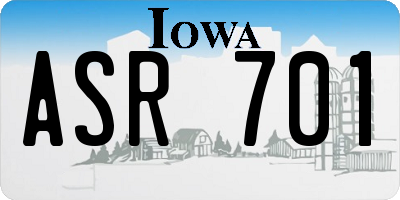 IA license plate ASR701