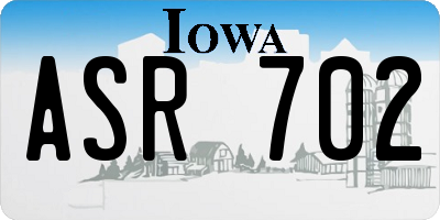 IA license plate ASR702