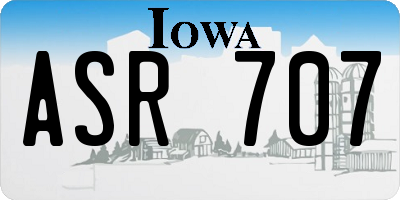 IA license plate ASR707