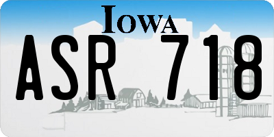IA license plate ASR718