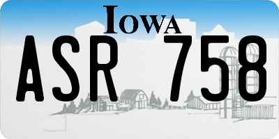 IA license plate ASR758