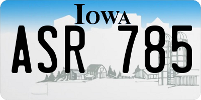 IA license plate ASR785