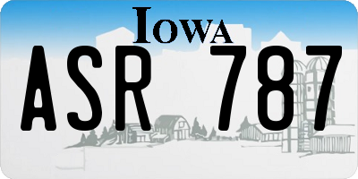 IA license plate ASR787