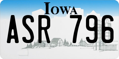 IA license plate ASR796