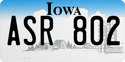 IA license plate ASR802