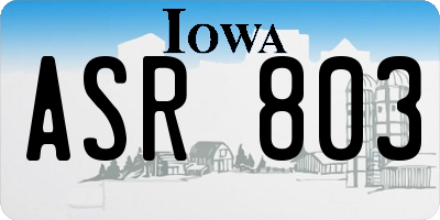 IA license plate ASR803