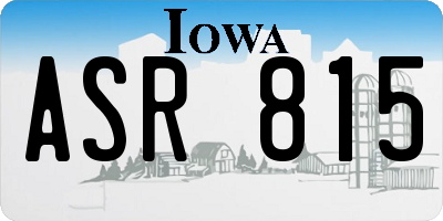 IA license plate ASR815