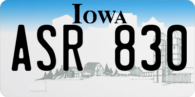 IA license plate ASR830