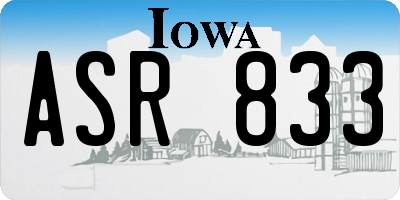 IA license plate ASR833