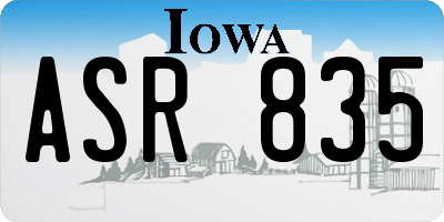 IA license plate ASR835
