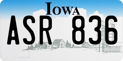 IA license plate ASR836