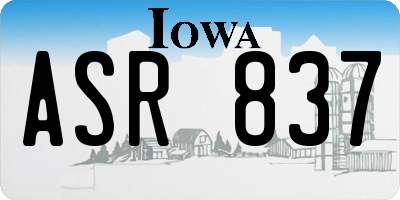 IA license plate ASR837